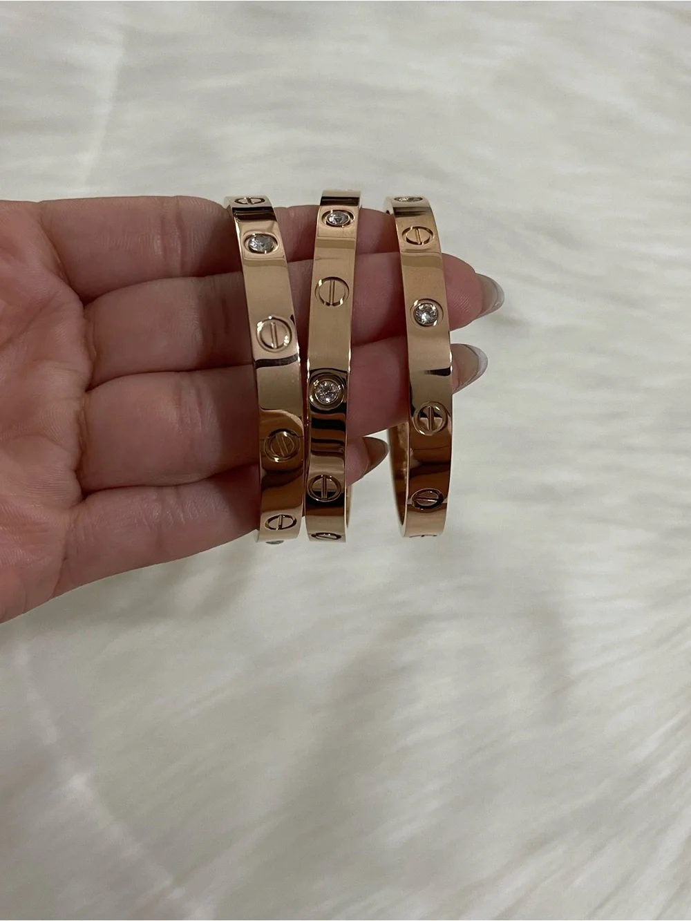 Generic Screw Bracelet with Screwdriver in Rose Gold with 4 Stones
